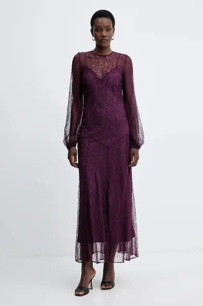 Šaty Twinset fialová barva, maxi, 252TT2261