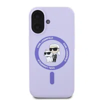 Zadní kryt Karl Lagerfeld Liquid Silicone Karl and Choupette MagSafe pro Apple iPhone 16, fialová