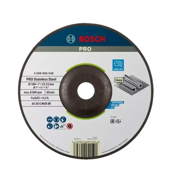 Bosch Príslušenstvo - Brúsny kotúč na nehrdzavejúcu oceľ 180x22,23 mm 2608600540