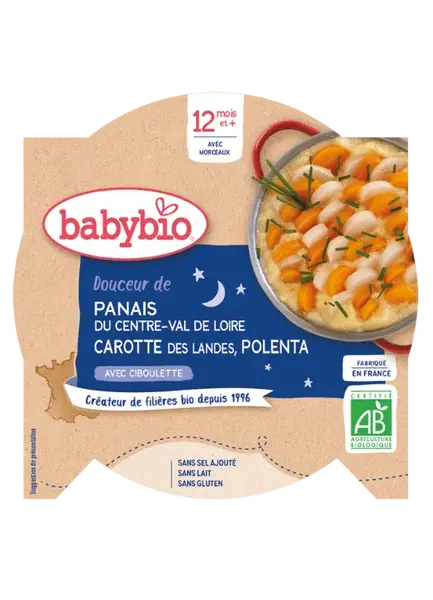 BABYBIO Good Night menu Paštrnák, mrkva a polenta s pažítkou 230 g