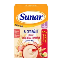 SUNAR mliečna kaša s 8 cereáliami jahoda, banán XXL 340 g