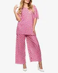 Resti Fuchsia women's pleated patterned set - Clothing