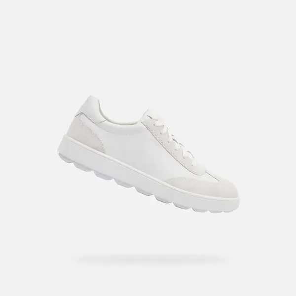 White Men's Geox Spherica Ecub-1 Sneakers - Men's