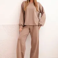 Polski Dámsky bavlnený komplet so širokými nohavicami a dlhým rukávom mikiny fango