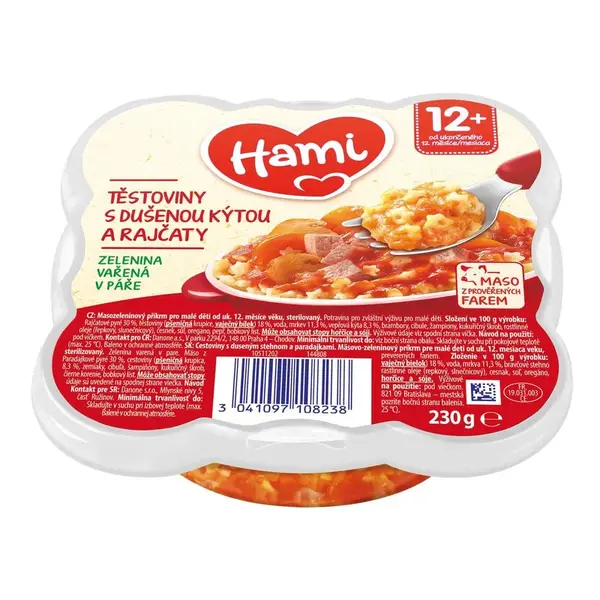 HAMI Malý Gurmán Cestoviny s duseným stehnom a paradajkami 230 g