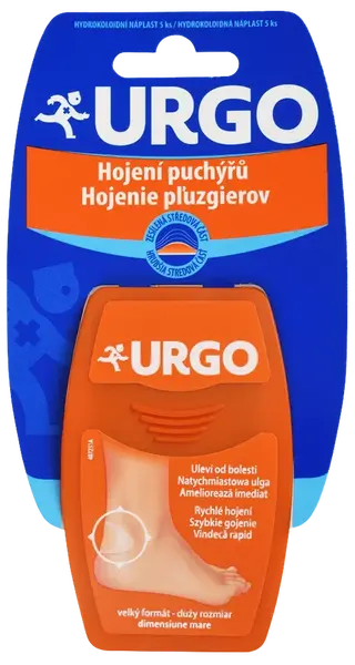 URGO Hojenie pľuzgierov Náplasť na pätu ako druhá koža transparentná 7,2 x 4,3 cm 5 ks