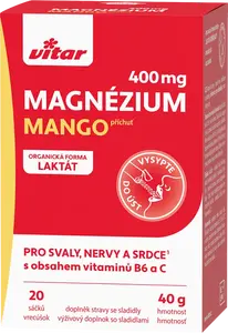 VITAR Magnézium 400 mg + vitamíny B6 a C 20 vrecúšok