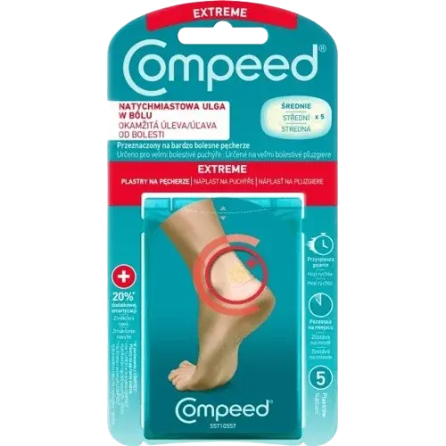 COMPEED Extreme náplasť na pľuzgiere päta stredná 5 ks