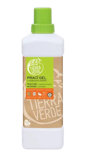 TIERRA VERDE Prací gél z mydlových orechov s BIO pomarančovou silicou 1 l