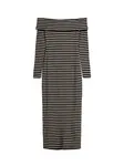 Bershka Pletené šaty  čierna / biela