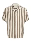 JACK & JONES Košeľa 'JJEJeff'  krémová / hnedá / čierna