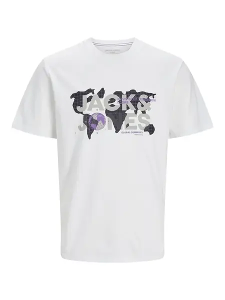 JACK & JONES Tričko 'JCODust'  sivá / fialová / čierna / biela