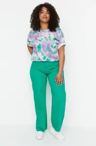 Trendyol Curve zelené nohavice Wideleg 90's