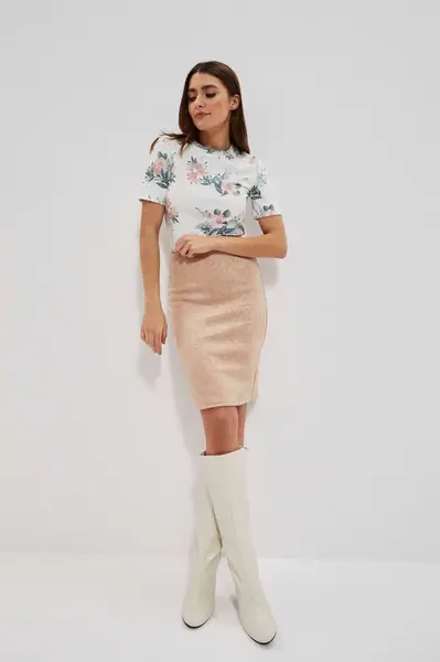 Béžová pouzdrová sukně