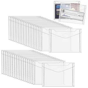 120Pcs Rectangle Transparent PP Plastic File Pockets