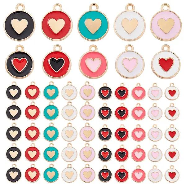 60Pcs 10 Styles Alloy Enamel Charms