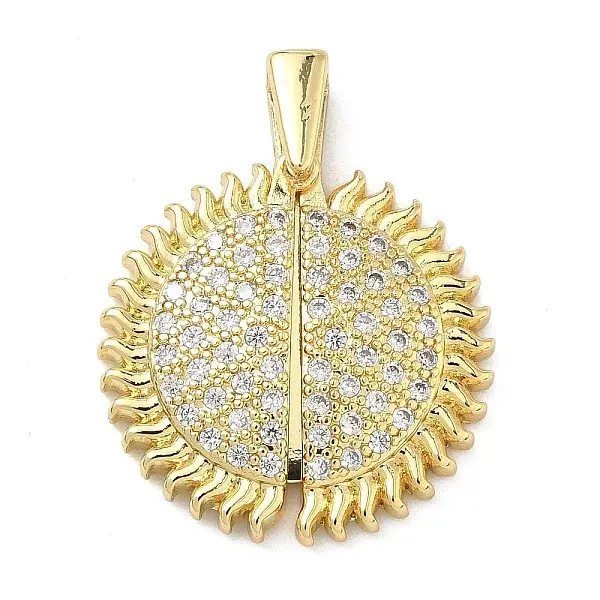 Brass Micro Pave Cubic Zirconia Open and Close Pendants