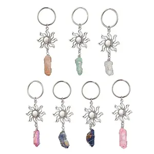Natural Quartz & Alloy Keychain