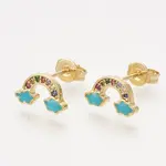 Brass Cubic Zirconia Stud Earrings