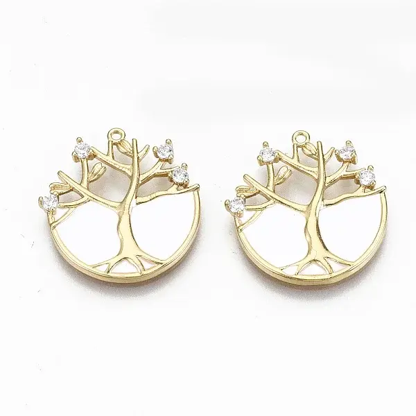 Brass Micro Pave Clear Cubic Zirconia Pendants