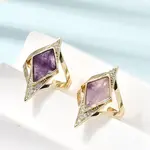 Brass Micro Pave Cubic Zirconia Cuff Rings for Women