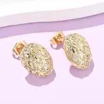 Brass Micro Pave Cubic Zirconia Egg Stud Earrings