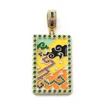Brass Micro Pave Cubic Zirconia Pendants with Enamel