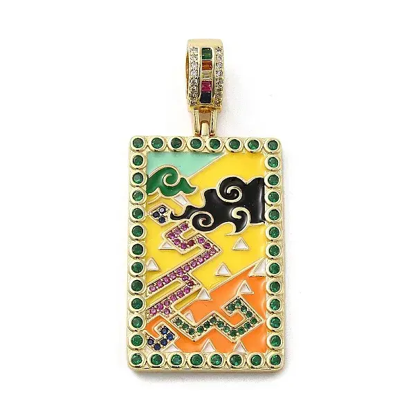 Brass Micro Pave Cubic Zirconia Pendants with Enamel