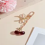 1Pc Cherry & Bowknot Alloy Resin Pendant Decorations