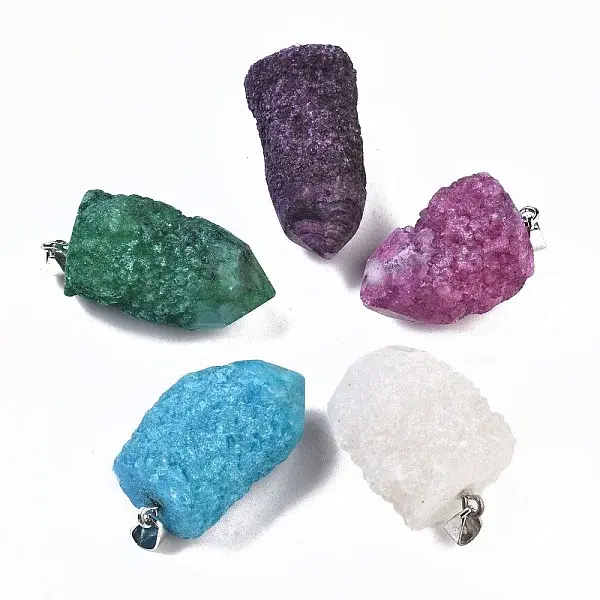Rough Raw Electroplate Natural Druzy Agate Pendants