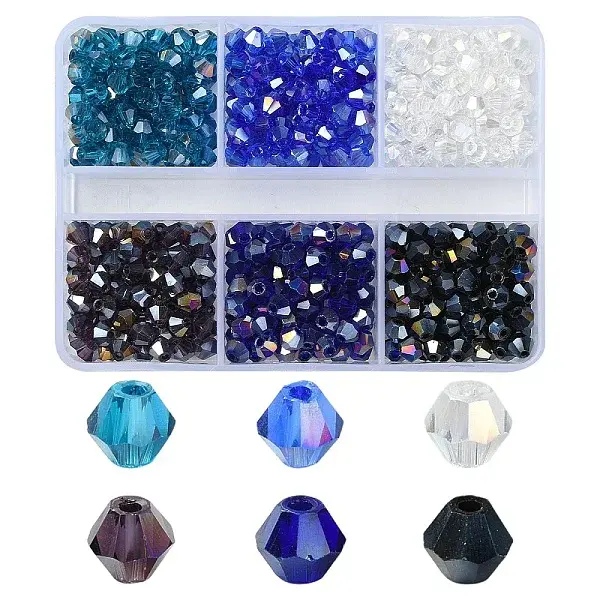 600Pcs 6 Styles Electroplate Glass Bead Strands