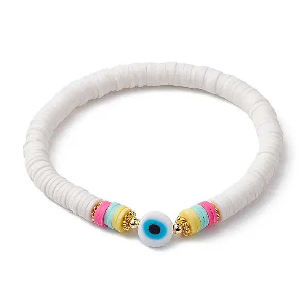 Polymer Clay Heishi Surfer Stretch Bracelet