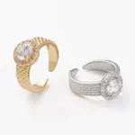 Brass Micro Pave Clear Cubic Zirconia Cuff Rings