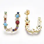 Brass Micro Pave Cubic Zirconia Ear Studs