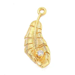 Brass Micro Pave Clear Cubic Zirconia Pendants