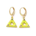 Triangle Golden Brass Dangle Leverback Earrings