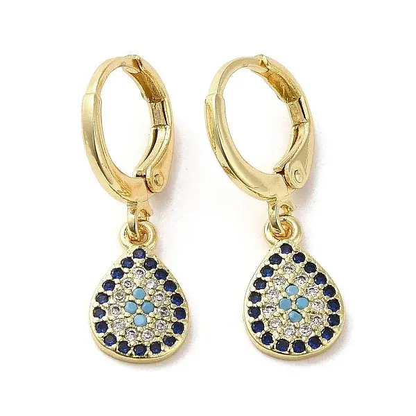 Golden Brass Dangle Leverback Earrings