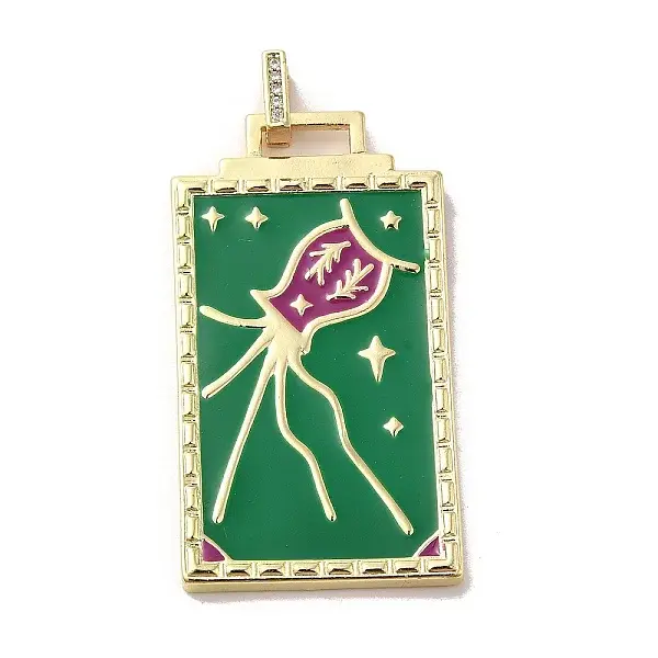 Brass Micro Pave Cubic Zirconia Pendant with Enamel