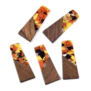 Opaque Resin & Walnut Wood Pendants