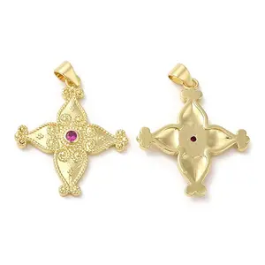 Brass Micro Pave Cubic Zirconia Pendants