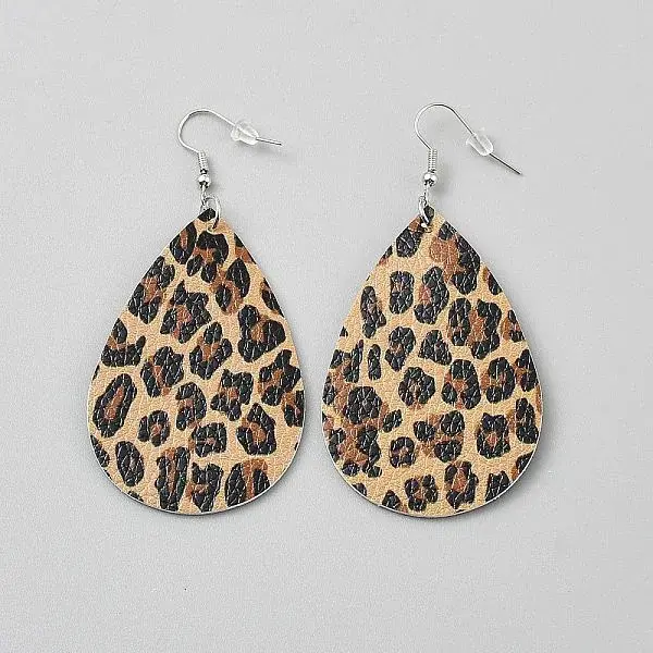 Artificial Leather Teardrop Dangle Earrings