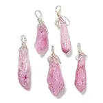 Electroplated Platinum Palted Copper Wire Wrapped Natural Quartz Crystal Pendants