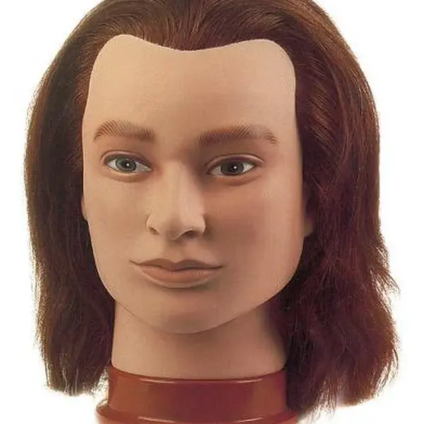 Cvičná pánská hlava s přírodními vlasy Sibel Julien - hnědá, 20-25 cm (0040901) + dárek zdarma