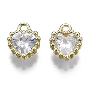 Brass Inlaid Clear Cubic Zirconia Charms