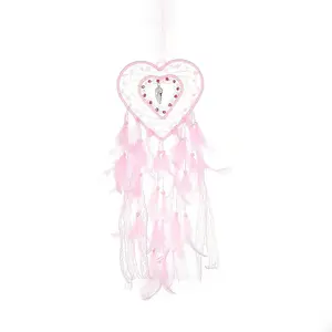 Heart Woven Web/Net with Feather Hanging Ornaments