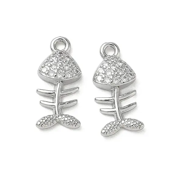 Brass Micro Pave Clear Cubic Zirconia Charms