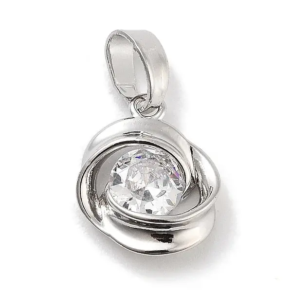 Brass Micro Pave Clear Cubic Zirconia Pendants