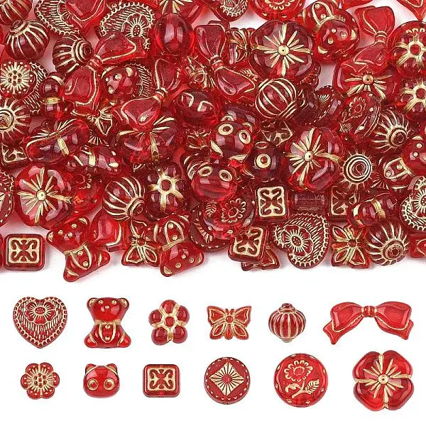 120Pcs 12 Styles Plating Acrylic Beads