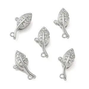 Brass Micro Pave Clear Cubic Zirconia Lobster Claw Clasps