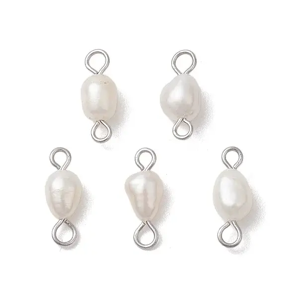 Natural Freshwater Pearl Potato Connector Charms